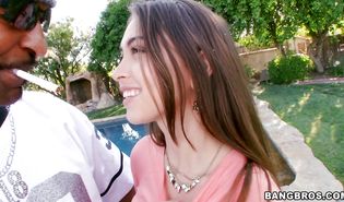 Horny Riley Reid gladly shows her appealing slit